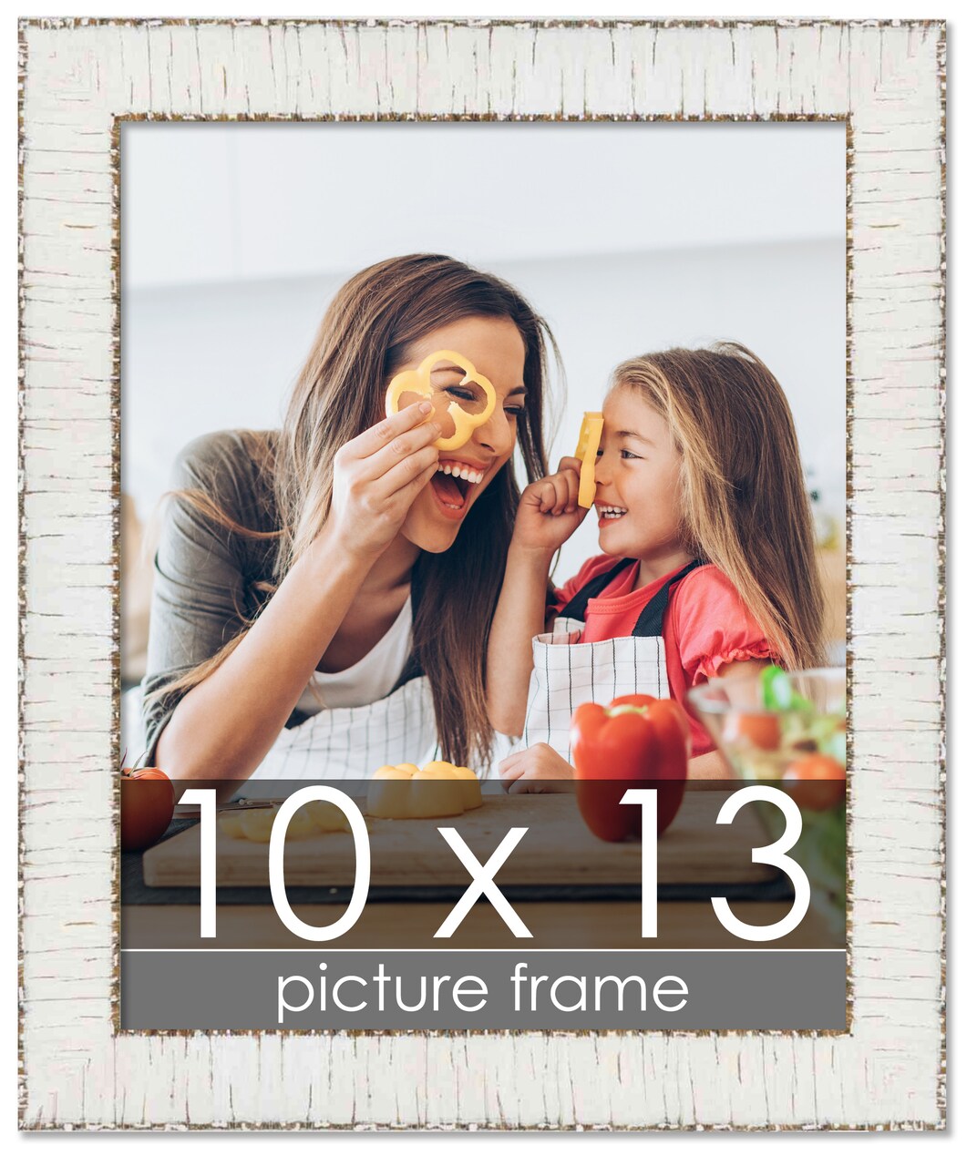 Photo Size Ornate White Picture Frame - UV Acrylic, Foam Board Backing, Hanging Hardware